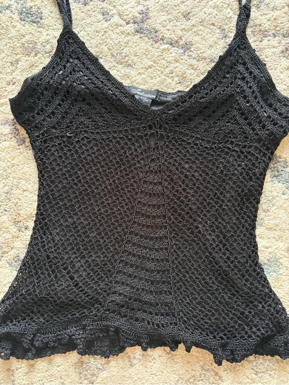 Y2K Seductions Crochet Rayon Black Tank - Picture 5 of 5